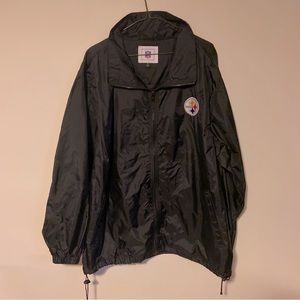 Pittsburgh Steelers collared windbreaker black with logo size Medium, unisex